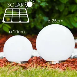 Set de boules lumineuses solaires LED Acier inoxydable, 2 lumières