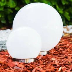 Set de boules lumineuses solaires LED Acier inoxydable, 2 lumières