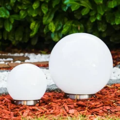 Set de boules lumineuses solaires LED Acier inoxydable, 2 lumières