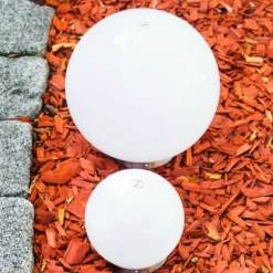 Set de boules lumineuses solaires LED Acier inoxydable, 2 lumières