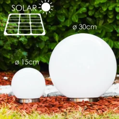 Set de boules lumineuses solaires LED Acier inoxydable, 2 lumières