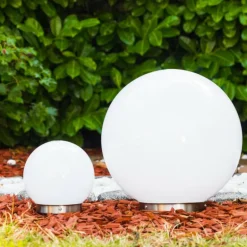 Set de boules lumineuses solaires LED Acier inoxydable, 2 lumières