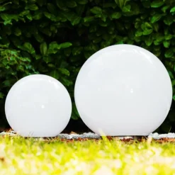 Set de boules lumineuses solaires LED Acier inoxydable, 2 lumières