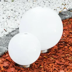 Set de boules lumineuses solaires LED Acier inoxydable, 2 lumières