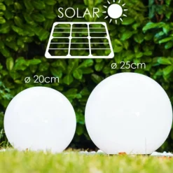 Set de boules lumineuses solaires LED Acier inoxydable, 2 lumières