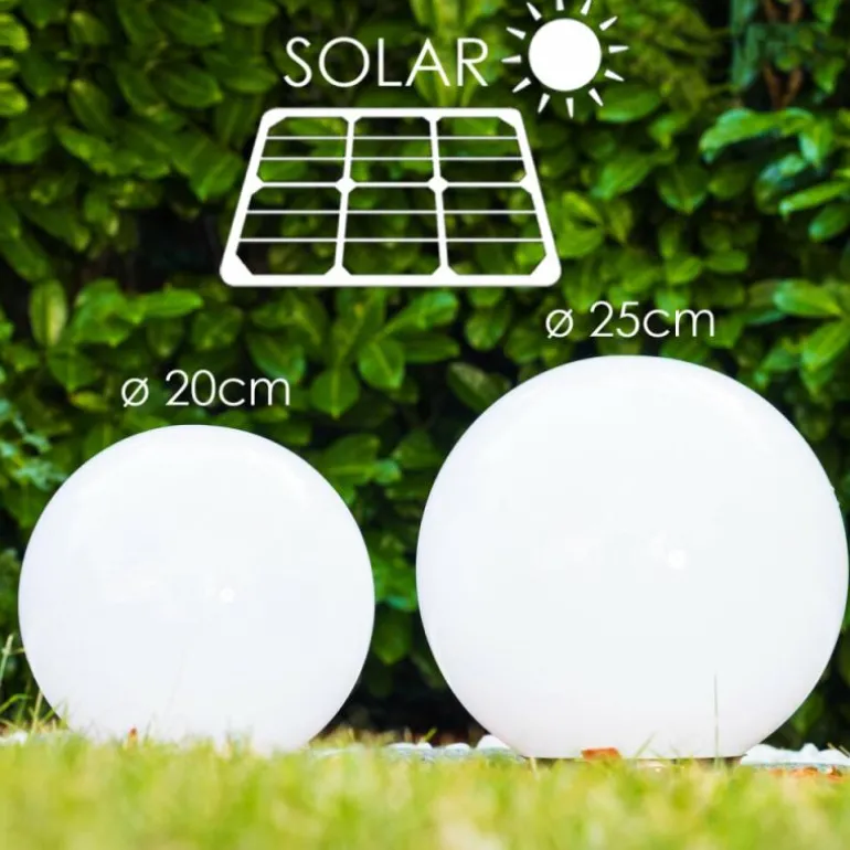 Set de boules lumineuses solaires LED Acier inoxydable, 2 lumières
