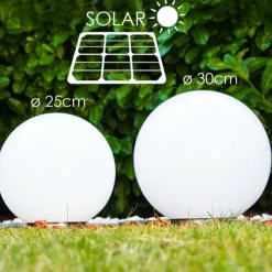 Set de boules lumineuses solaires LED Acier inoxydable, 2 lumières