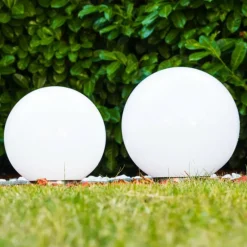 Set de boules lumineuses solaires LED Acier inoxydable, 2 lumières