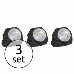 Set de lampes rocaille Globo SOLAR LED Gris, 3 lumières