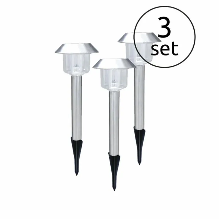 Set de lampes solaires Globo SOLAR LED Acier inoxydable, 1 lumière