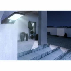 SOLAR Lampe murale d´extérieur, Lampe solaire Luminaires Globo Lighting LED Noir, Transparent, 42 lumières, Détecteur de mouvement