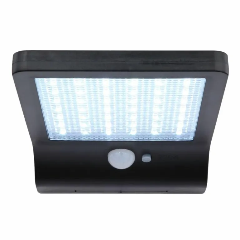 SOLAR Lampe murale d´extérieur, Lampe solaire Luminaires Globo Lighting LED Noir, Transparent, 42 lumières, Détecteur de mouvement
