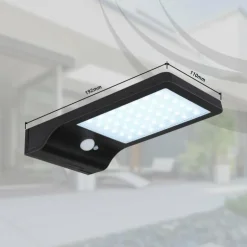 SOLAR Lampe murale d´extérieur, Lampe solaire Luminaires Globo Lighting LED Noir, Transparent, 42 lumières, Détecteur de mouvement