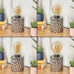 Sonhim Lampe à poser Chrome, Fumée, Noir, 1 lumière