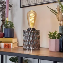 Sonhim Lampe à poser Chrome, Fumée, Noir, 1 lumière