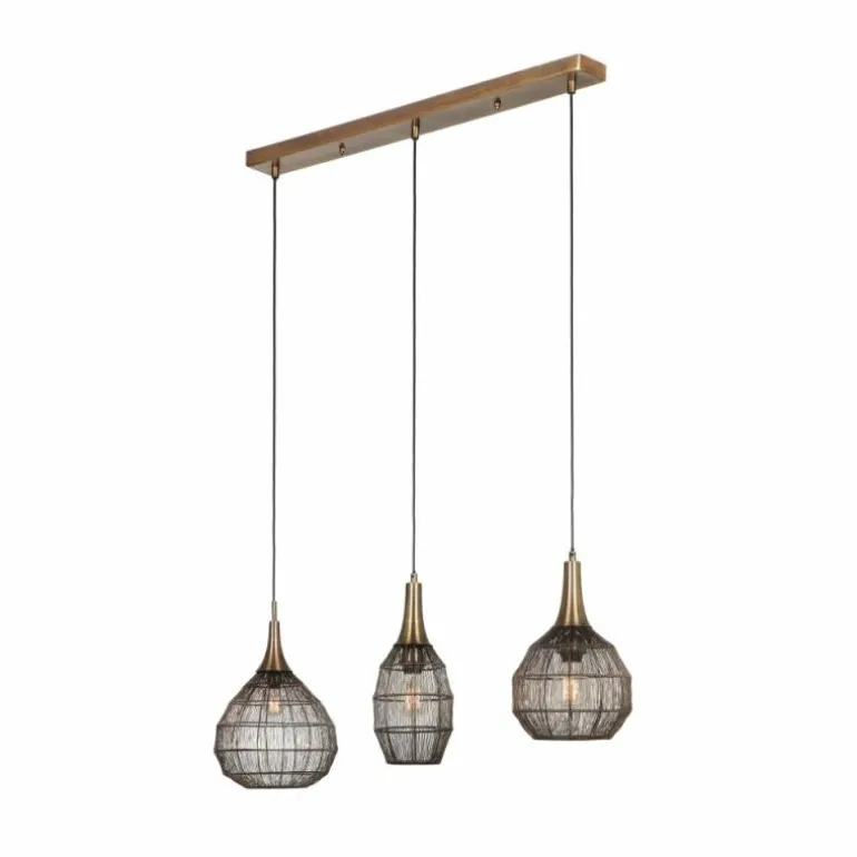 SORAYA Suspension Luminaires Trio Vieux laiton, 3 lumières