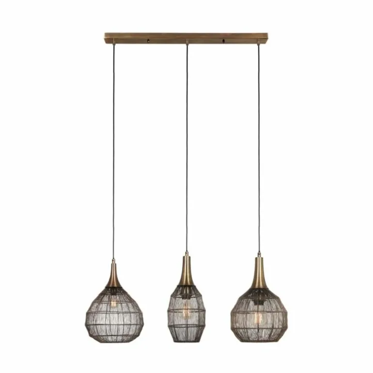 SORAYA Suspension Luminaires Trio Vieux laiton, 3 lumières