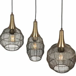 SORAYA Suspension Luminaires Trio Vieux laiton, 3 lumières