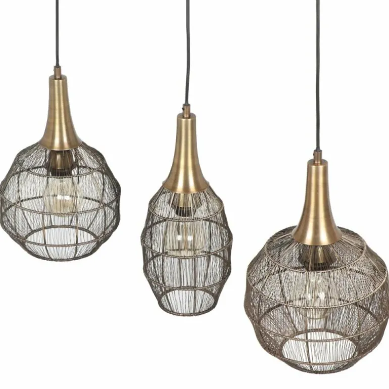 SORAYA Suspension Luminaires Trio Vieux laiton, 3 lumières