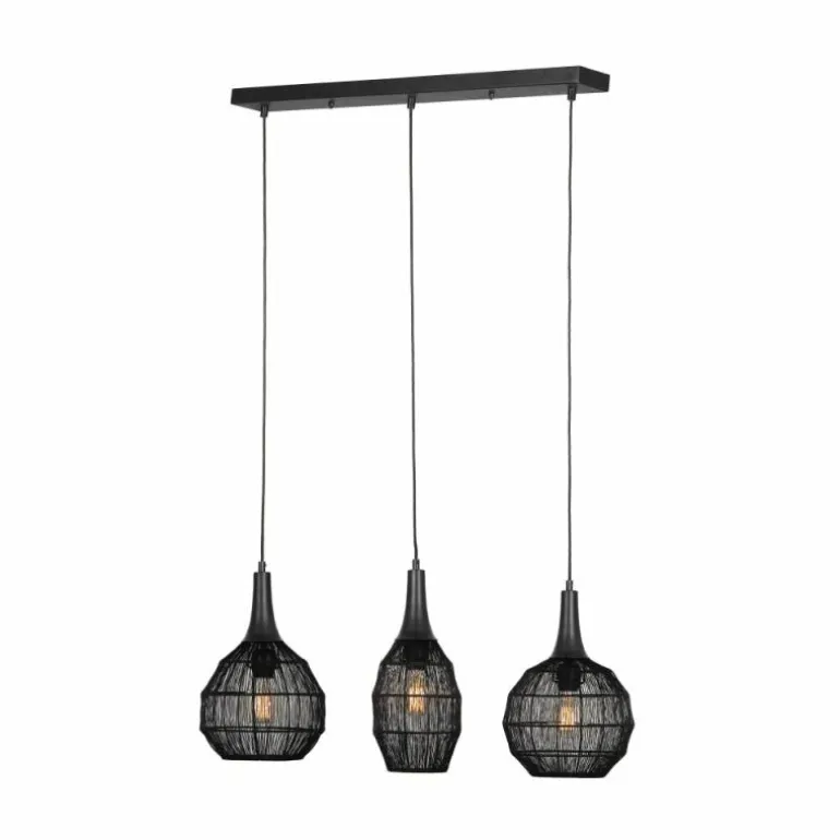 SORAYA Suspension Luminaires Trio Noir, 3 lumières