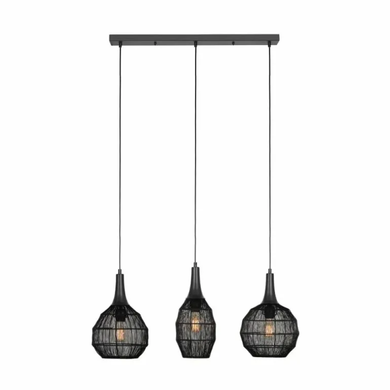 SORAYA Suspension Luminaires Trio Noir, 3 lumières