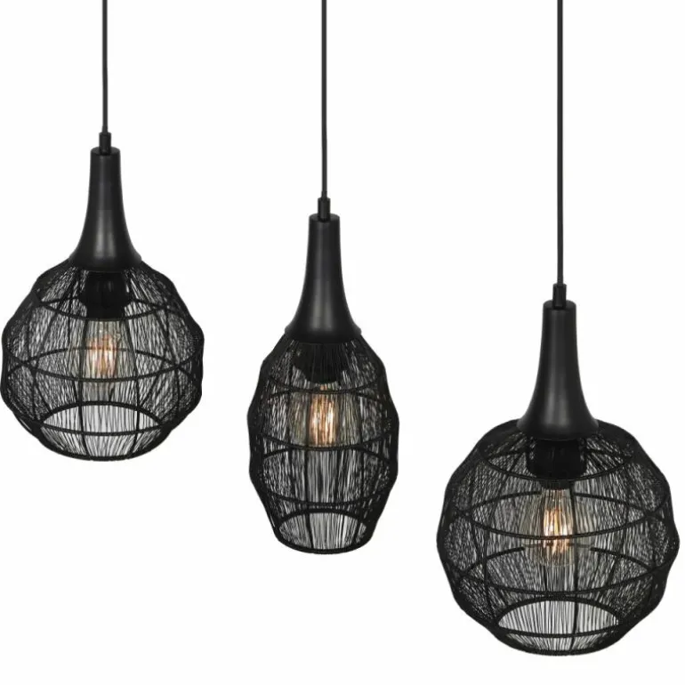 SORAYA Suspension Luminaires Trio Noir, 3 lumières