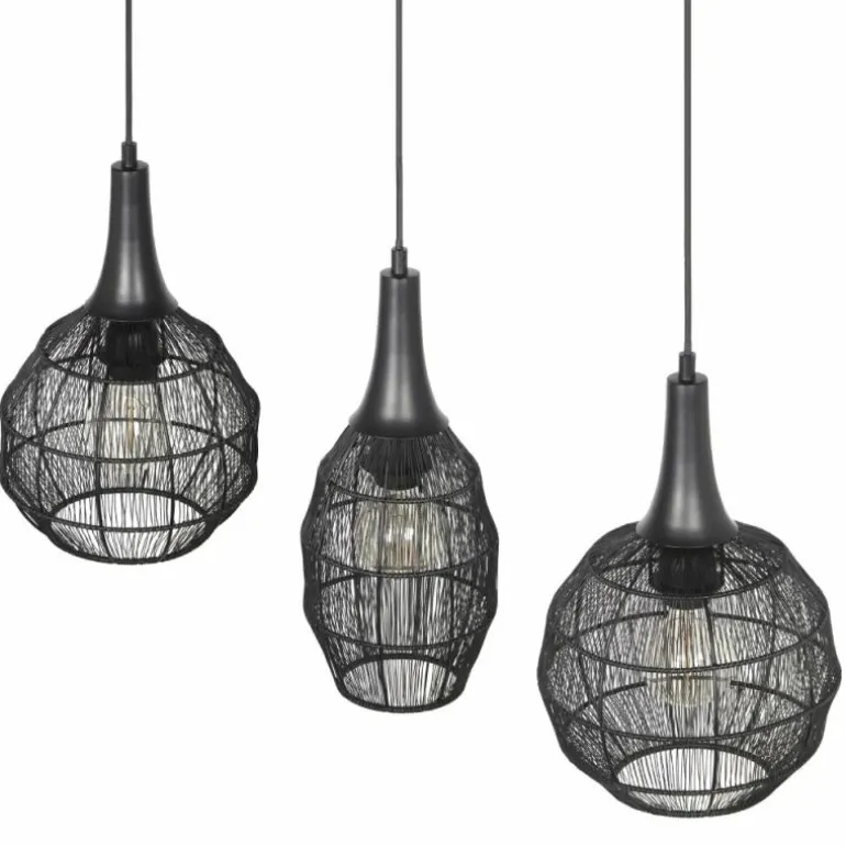 SORAYA Suspension Luminaires Trio Noir, 3 lumières