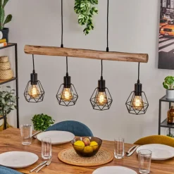 Soungou Suspension Écru, Noir, 4 lumières