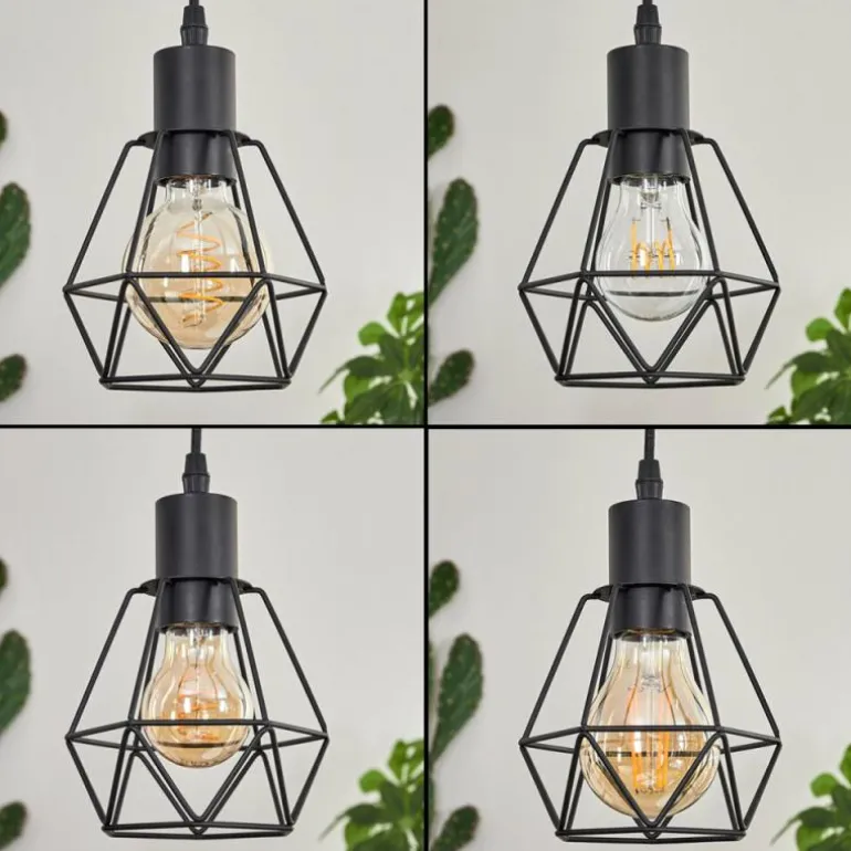 Soungou Suspension Écru, Noir, 4 lumières