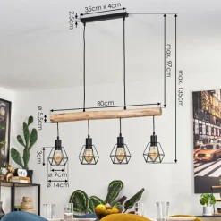 Soungou Suspension Écru, Noir, 4 lumières