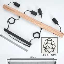 Soungou Suspension Écru, Noir, 4 lumières