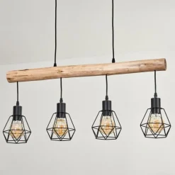 Soungou Suspension Écru, Noir, 4 lumières