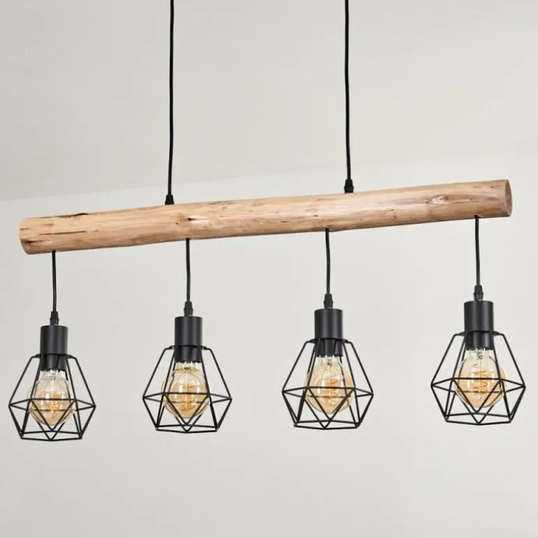 Soungou Suspension Écru, Noir, 4 lumières