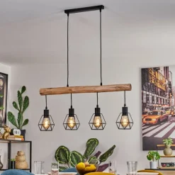 Soungou Suspension Écru, Noir, 4 lumières