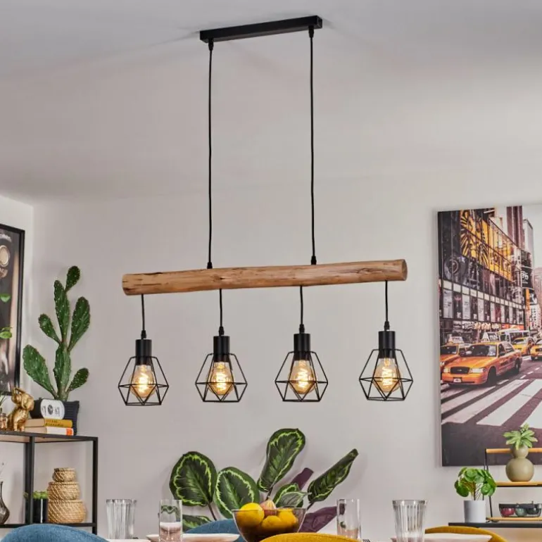 Soungou Suspension Écru, Noir, 4 lumières