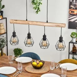 Soungou Suspension Écru, Noir, 4 lumières