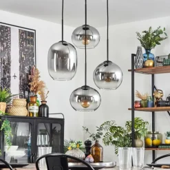 Soutinho Suspension, Boule lumineuse Clair, Fumé, 4 lumières