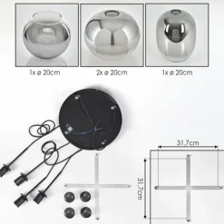 Soutinho Suspension, Boule lumineuse Clair, Fumé, 4 lumières