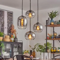 Soutinho Suspension, Boule lumineuse Clair, Fumé, 4 lumières