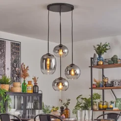 Soutinho Suspension, Boule lumineuse Clair, Fumé, 4 lumières