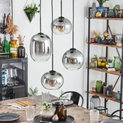 Soutinho Suspension, Boule lumineuse Clair, Fumé, 4 lumières