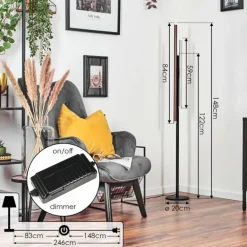 Specksta Lampadaire LED Cuivre, Noir, Argenté, 3 lumières