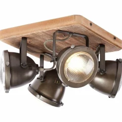 Spot Brilliant Carmen Wood Acier inoxydable, 4 lumières