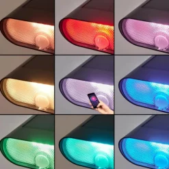 Spot de jardin Usmagama Solar LED Noir, 1 lumière, Détecteur de mouvement, Changeur de couleurs