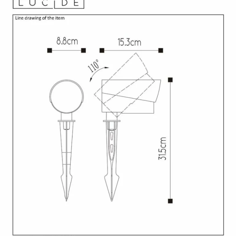 Spot de jardin Lucide MANAL LED Anthracite, 1 lumière