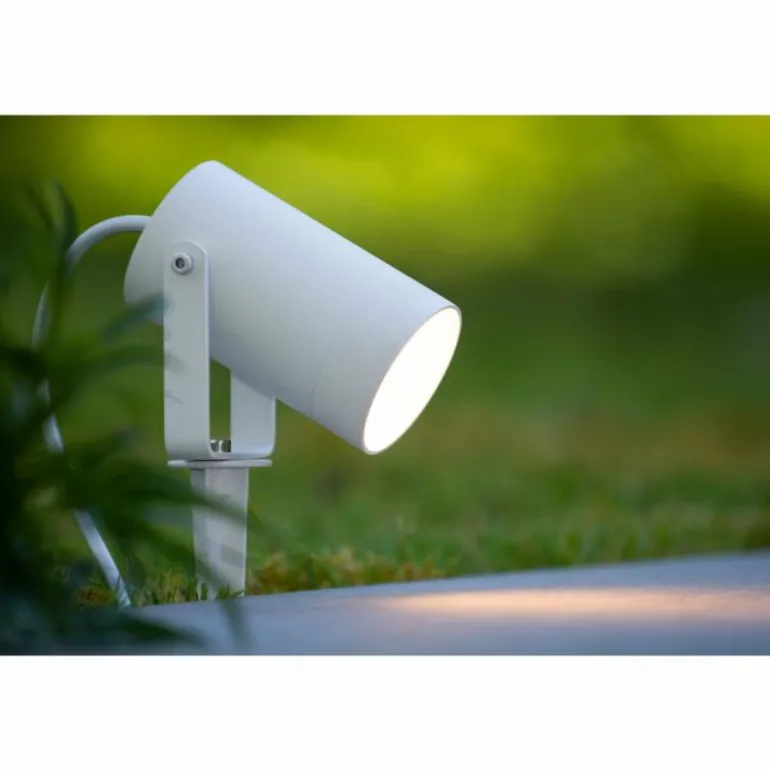 Spot de jardin Lucide TAYLOR Blanc, 1 lumière, Détecteur de mouvement