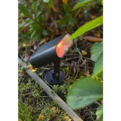 Spot de jardin Lutec GINBO LED Noir, 1 lumière, Détecteur de mouvement, Changeur de couleurs