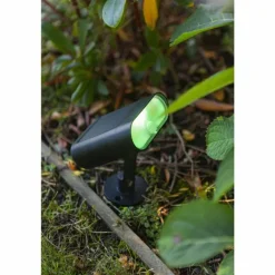 Spot de jardin Lutec GINBO LED Noir, 1 lumière, Détecteur de mouvement, Changeur de couleurs