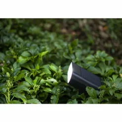 Spot de jardin Lutec GINBO LED Noir, 1 lumière, Détecteur de mouvement, Changeur de couleurs