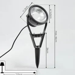 Spot de jardin Phniet LED Noir, 1 lumière, Télécommandes, Changeur de couleurs